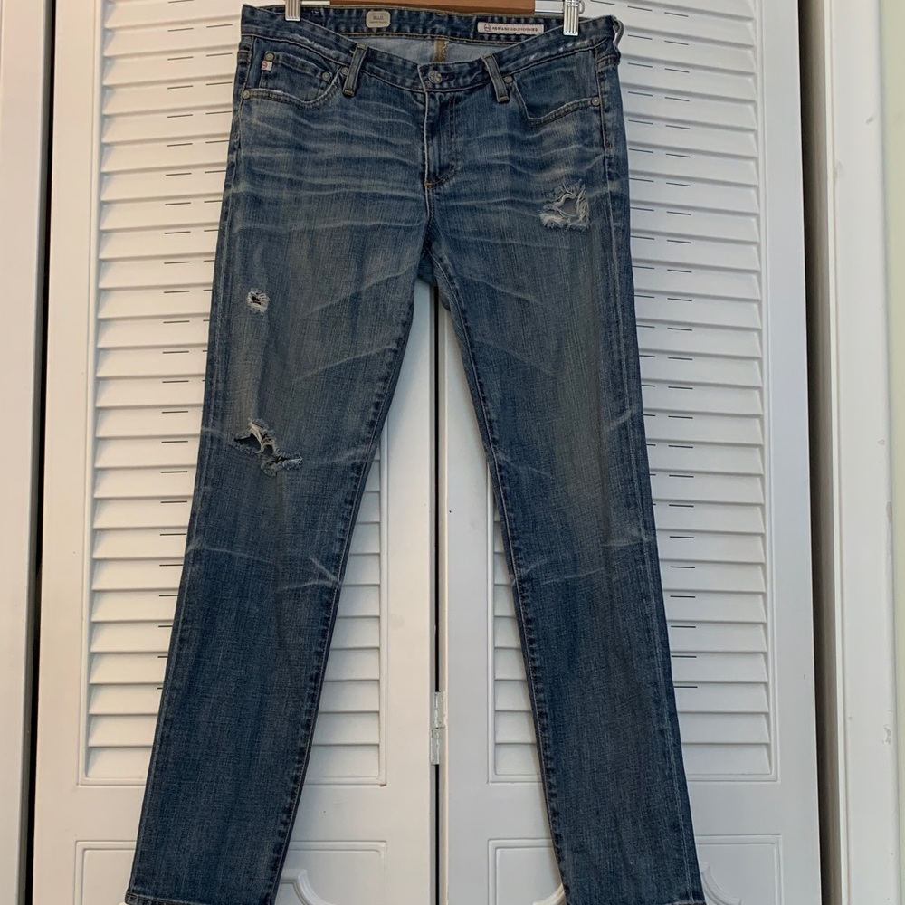 AG Adriano Goldschmied Stilt Cigarette Distressed Jeans - Blue